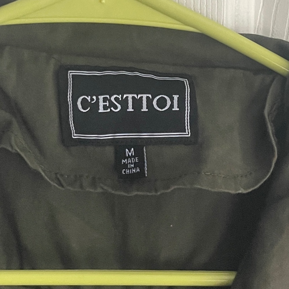 C'estToi women's olive green Utility Style Long Vest - Size M. #410 - Picture 4 of 13